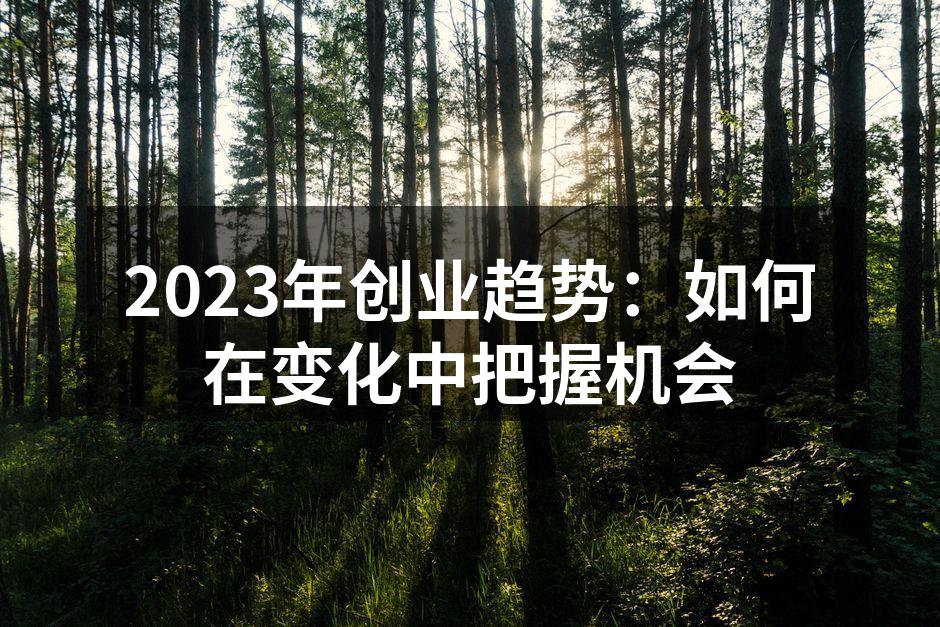 2023年创业趋势：如何在变化中把握机会